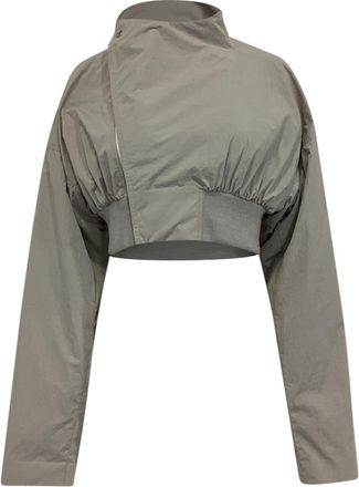 Rick Owens Hollywood Cropped Flight Jacket in Grey Polyamide