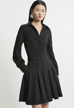 Karen Millen Womens Tailored Crepe Pleated Mini Dress - Black - Size 6 UK