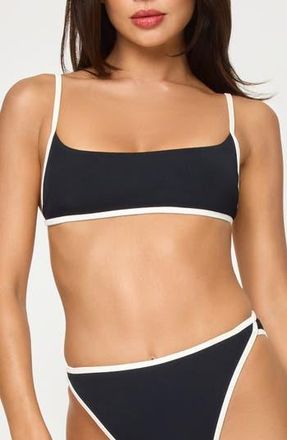 L*Space Kourt Rib Bikini Top in Black/Cream at Nordstrom Rack, Size X-Small