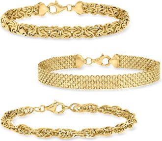 Ross-Simons 18kt Gold Over Sterling Jewelry Set: 3 Link Bracelets