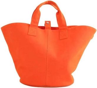 Herm&egrave;s Pre-owned Tote Bags, female, Orange, Size: ONE SIZE Pre-owned Panier de Plage Cotton Tote