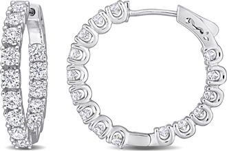 Mimi & Max 3ct DEW Created Moissanite Inside-Outside Hinged Hoop Earrings in Sterling Silver