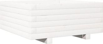 vidaXL Garden Planter White 60x60x26.5 cm Solid Wood Pine Vidaxl