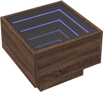 vidaXL Bedside Table with Infinity led Brown Oak 40x40x30 cm Vidaxl