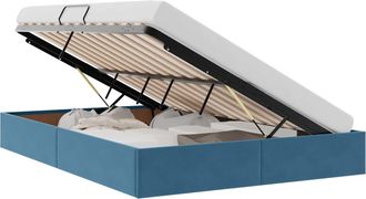 vidaXL Letto Ottomano Con Archiviazione Blu Scuro 140 X 200 Cm Velluto Vidaxl