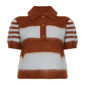 AllSaints V-neck Knitwear, female, Brown, Size: XS Clem Polo T-Shirt