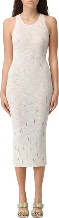 Pinko Doorschijnend Detail Gebreide Jurk Stijlvolle Look - Dames - Kleedjes - Wit - S - Katoen - Kleedjes