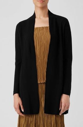 Eileen Fisher Long Organic Linen & Organic Cotton Cardigan in Black at Nordstrom Rack, Size Large P
