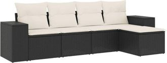 vidaXL Set De Muebles De Jard&iacute;n 5 Pzas Y Cojines Rat&aacute;n Sint&eacute;tico Negro Vidaxl