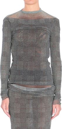 Jean Paul Gaultier Grey Prince of Wales Check Long-Sleeved Top