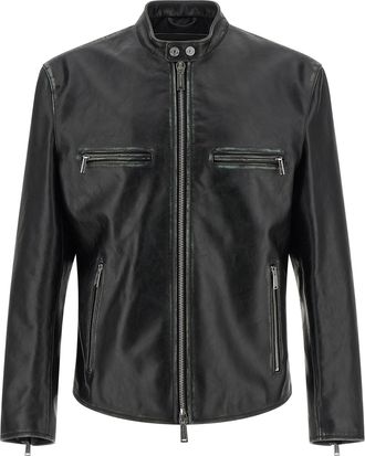 Dsquared2 Black Leather Leather Mens Jacket