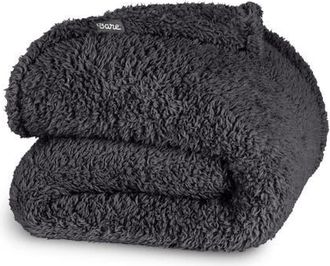 Bare Home Solid Faux Shearling Blanket in Forged Iron Grey at Nordstrom, Size King