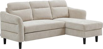 Vente-Unique Sof&aacute; cama rinconera y reversible en tela texturizada beige VANERSI