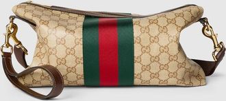 Gucci Medium GG Crossbody Bag With Web, Beige, Original GG Fabric
