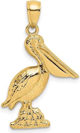 Diamond2Deal 14k Yellow Gold 3-D Pelican Standing Charm Pendant