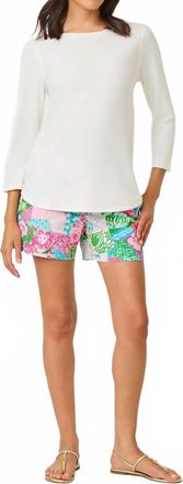 Lilly Pulitzer Key West 3/4 Sleeve Top In Resort White