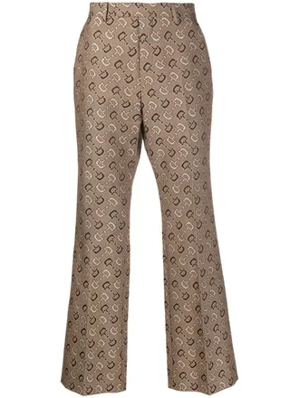 Gucci mid-rise straight-leg trousers - men - Wool/Cotton/Cotton - 46 - Brown
