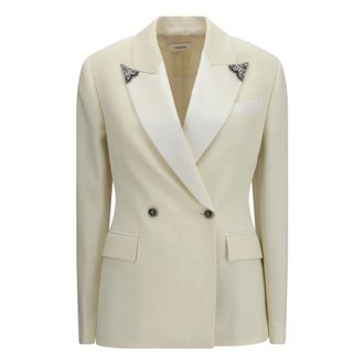 Versace Blazer de Lana El&aacute;stica con Solapa Bordada - Jackets - Mujer - Blanco - M