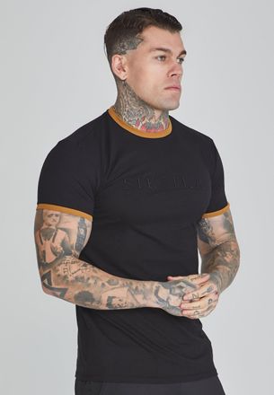 Siksilk Camiseta Ringer negra para hombre SikSilk L