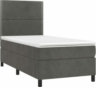vidaXL Cama Box Spring Colch&oacute;n Y Led Terciopelo Gris Oscuro 90x190 Cm Vidaxl