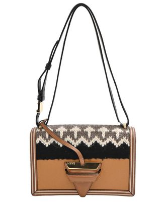 Loewe Multicolor Leather Small Barcelona Knitted Accent Shoulder Bag (Authentic Pre-Loved)