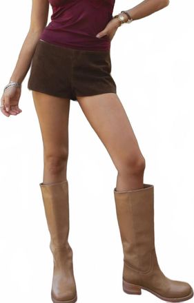 Blue Blush Bennet Suede Low Rise Mini Short In Brown
