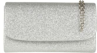 Girly HandBags Womens Glitter Plain Clutch Bag Silver