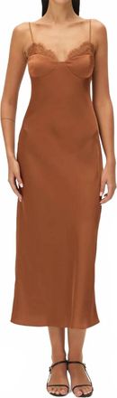 Elodie Nocturne Satin Slip Midi Dress In Carmelize