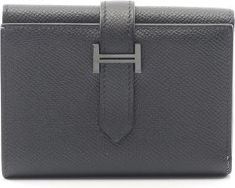 Herm&egrave;s Black Epsom Leather Wallet (Tri-Fold) (Pre-Owned)