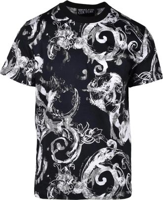 Versace Jeans Couture Stijlvolle katoenen T-shirt - Heren - T-shirts - Zwart - 2XL - Katoen - Tops