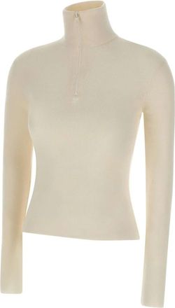 Courr&egrave;ges Turtlenecks, female, White, M, Zipped Mockneck Pullover