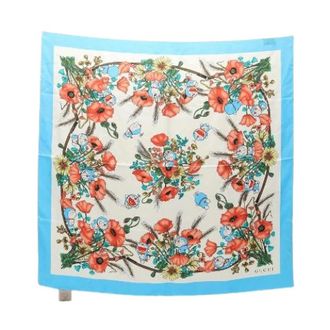 Gucci Pre-owned Scarves, female, Blue, Size: ONE SIZE Pre-owned Doraemon Silk Scarf