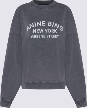 Anine Bing Washed Black Cotton Sweatshirt