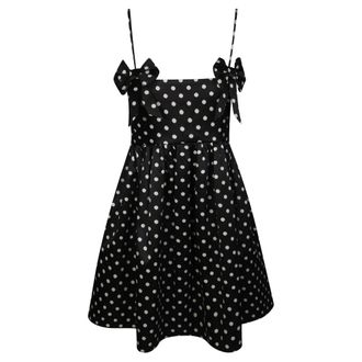 Ganni Mini Abito Bretellina Stampa Pois - Dames - Korte kleedjes - Zwart - M - Kleedjes