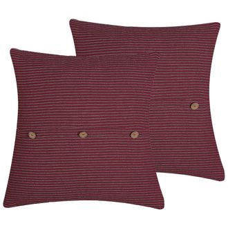 Beliani Conjunto De 2 Cojines Decorativos Rayas Rojas Cuadrado 43 X 43 Cm Decoraci&oacute;n Moderna Campanula