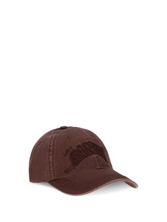 Ganni B3020267 Embroidered Logo Baseball Cap - Brown
