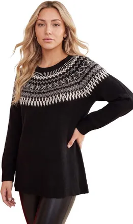 Roaman's Fair Isle Pullover Sweater in Black Classic Fair Isle at Nordstrom, Size 32