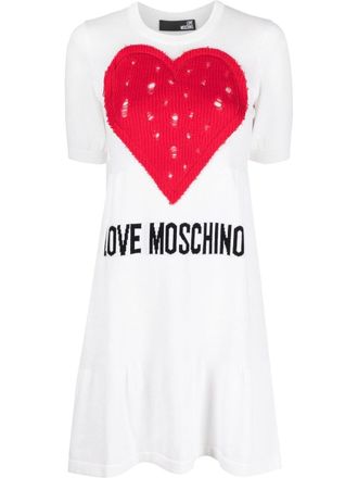 Love Moschino Abito modello T-shirt con stampa - Bianco