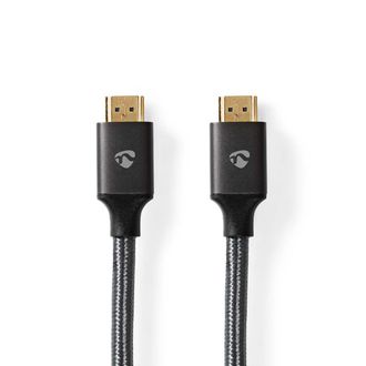 Nedis Cable Hdmi De Ultra Alta Velocidad Conector Hdmi Conector Hdmi 8k@60hz 48 Gbps 2,00 Metros Redondo 6,3 Mil&iacute;metros Antracita / Gris Con Metal Caja De C