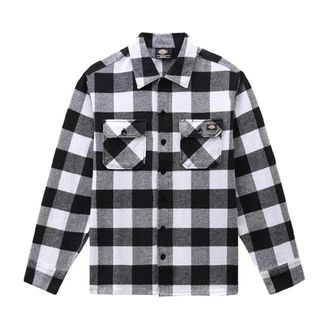 Dickies Zwarte Geruite Overhemd met Lange Mouwen - Heren - Casual Overhemden - Zwart - S - Katoen - Overhemden