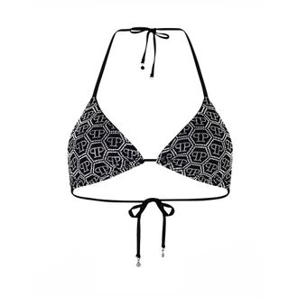 Philipp Plein Reggiseno a Triangolo Monogram Strass - - Swimwear - Donna - Nero - S