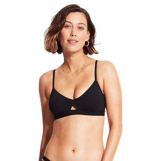 Seafolly Collective Hybrid Bralette Top Womens Black Stretch Swimwear GBO2464