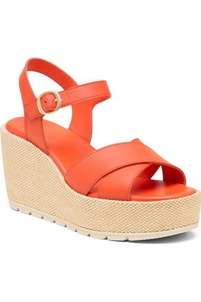 Sorel Womens Sunpeak Wedge Ankle Strap Sandals In Crimson Fire, Chalk