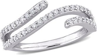 Mimi & Max 1/2ct DEW Created Moissanite Double Curved Ring in Sterling Silver
