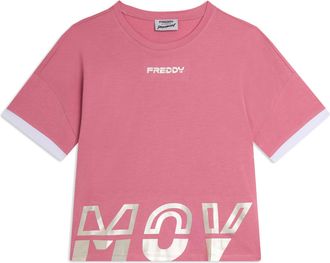 Freddy T-shirt con stampa MOV perlata e dettagli a contrasto