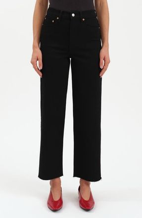 Daze Pleaser High Waist Raw Hem Crop Jeans in All Nighter at Nordstrom, Size 24