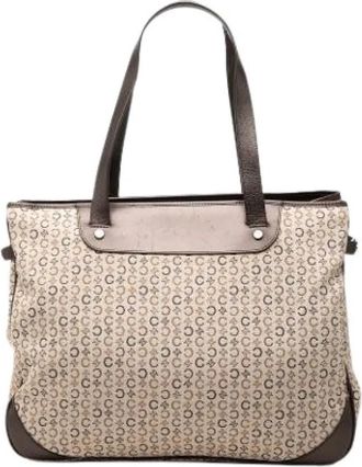 Celine Pre-owned Canvas Tote Bag - Dames - Vintage Shopper - Beige - ONE Size - Leer - Vintage