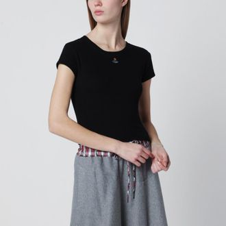 Vivienne Westwood Black cropped T-shirt with Orb logo