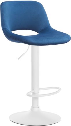 Clp Clp - Taburete De Bar Camden En Terciopelo Azul Metal Blanco Mate