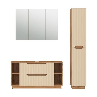Vicco Juego De Muebles De Ba&ntilde;o De 3 Piezas Lotta, Rayas Roble/cachemira, 3 Partes, Vicco
